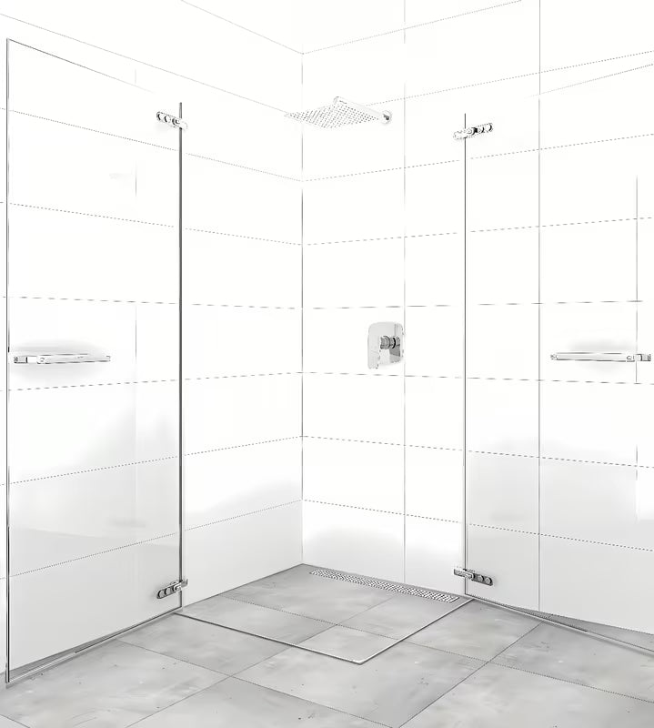 Čtvercový sprchový kout SAT Tgd New 100x100 cm v lesklém chromu s čirým sklem a bezrámovou konstrukcí.