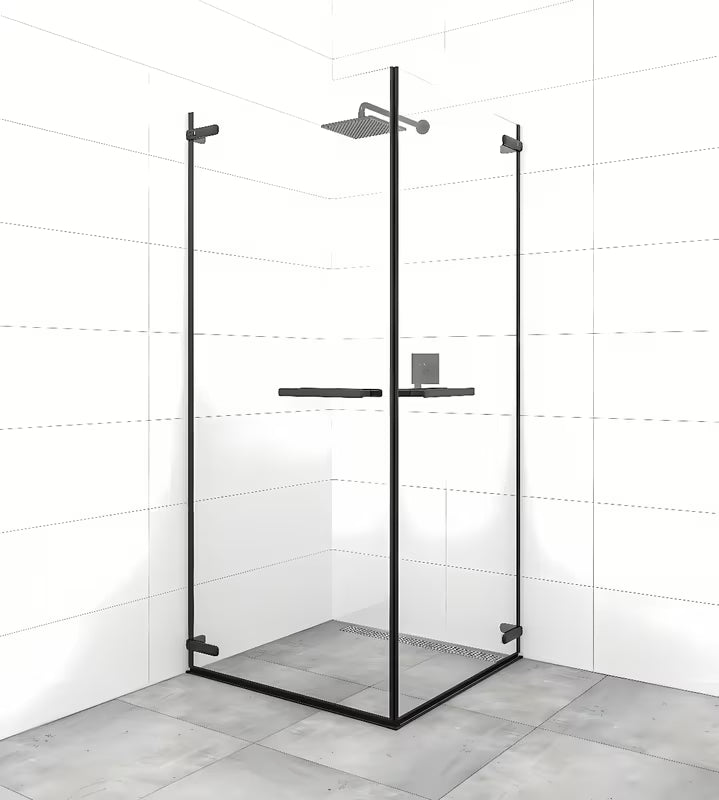 Obdélníkový sprchový kout SAT Tgd New 100x80 cm v černé matné s transparentním sklem a bezrámovým provedením.
