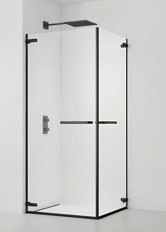 Obdélníkový bezrámový sprchový kout SAT TGD New 100x90 cm v černé matné barvě s čirým sklem.