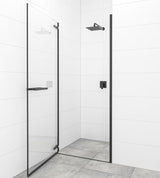 Pantové sprchové dveře SAT TGD New 100 cm v černé matné s čirým sklem a úpravou Easyclean.
