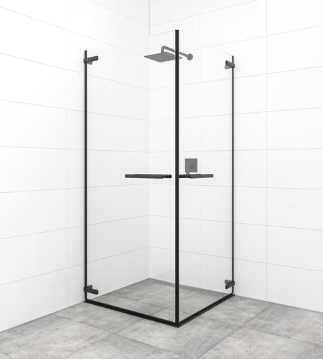 Pantové sprchové dveře SAT TGD New 100 cm v černé matné s čirým sklem a úpravou Easyclean.