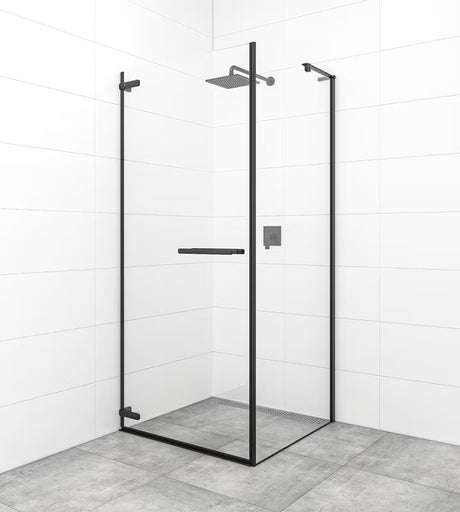 Pantové sprchové dveře SAT TGD New 100 cm v černé matné s čirým sklem a úpravou Easyclean.