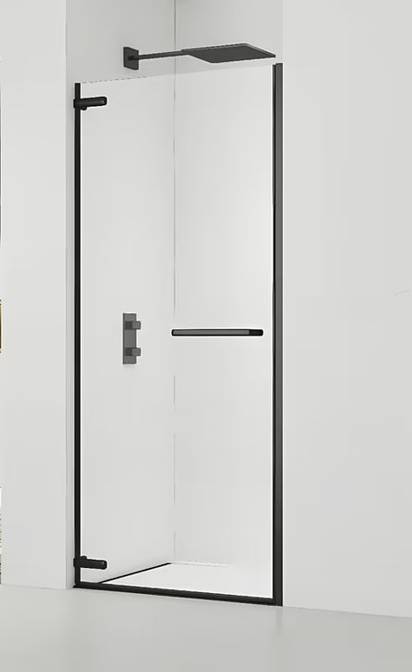 Bezrámové sprchové dveře do niky SAT Tgd New 100 cm v černé matné barvě s čirým sklem