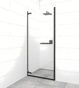 Bezrámové sprchové dveře do niky SAT Tgd New 100 cm v černé matné barvě s čirým sklem