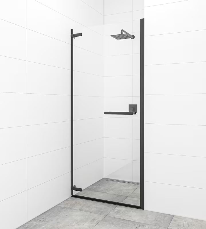 Pantové sprchové dveře SAT Tgd New 80 cm v černé matné barvě s čirým sklem a úpravou Easyclean.