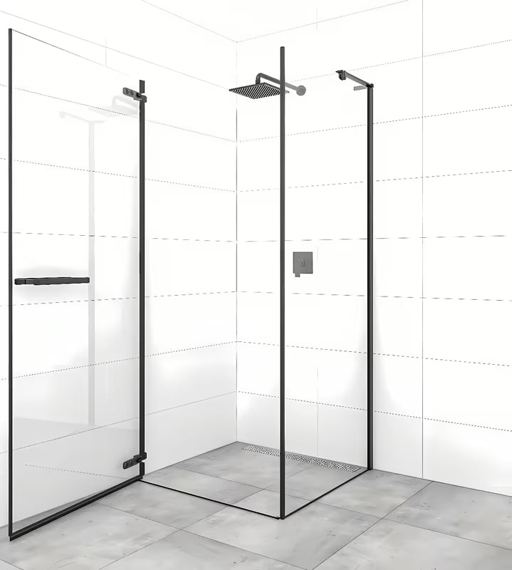 Obdélníkový sprchový kout SAT TGD New 90x80 cm v černé matné barvě s transparentním sklem.