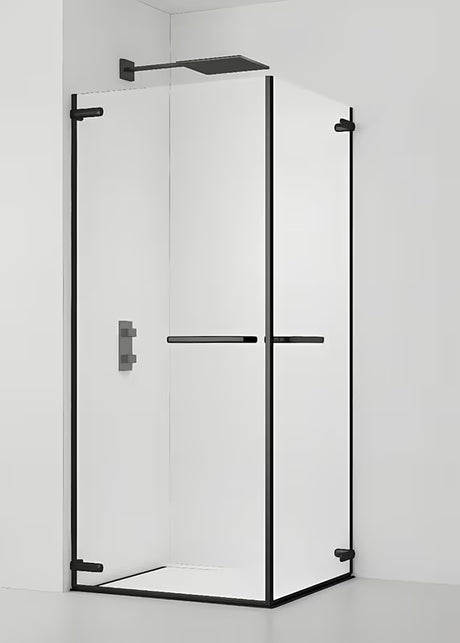 Obdélníkový bezrámový sprchový kout SAT Tgd New 90x80 cm v černé matné barvě s čirým sklem.