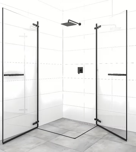 Čtvercový bezrámový sprchový kout SAT Tgd New 90x90 cm v černé matné s čirým sklem