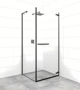 Obdélníkový sprchový kout SAT TGD New 100x90 cm v černé matné s čirým sklem a pantovými dveřmi.