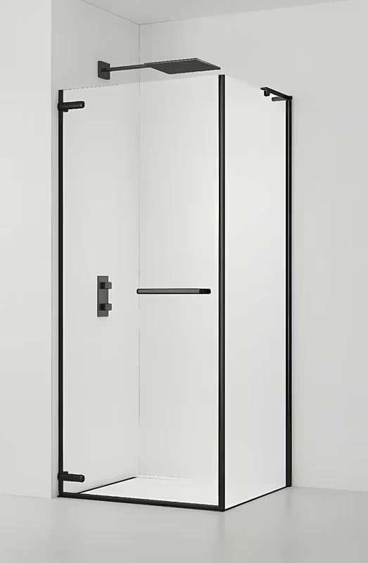 Obdélníkový sprchový kout SAT TGD New 90x80 cm v černé matné barvě s čirým sklem.