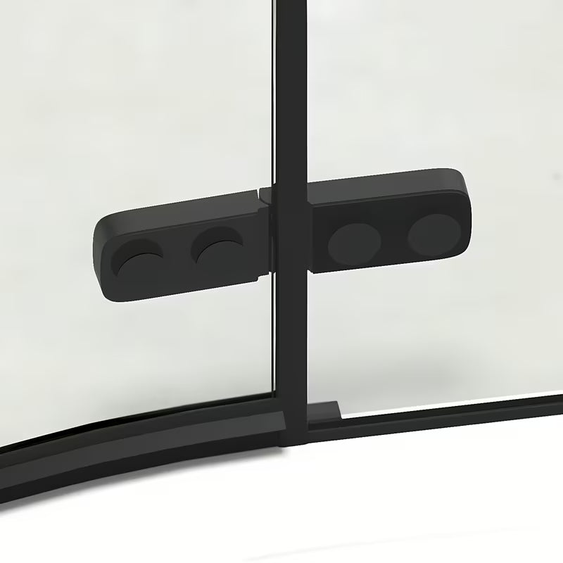 Čtvrtkruhový sprchový kout SAT TGD New 90x90 cm v černé matné s transparentním sklem a pantovými dveřmi.