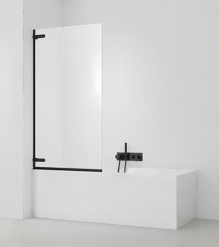 Pantová vanová zástěna SAT Tgd New 150x80 cm s čirým sklem a černým matným profilem