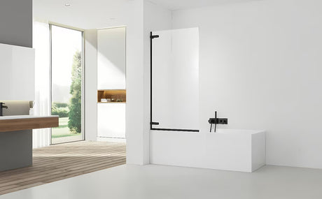 Pantová vanová zástěna SAT Tgd New 150x80 cm s čirým sklem a černým matným profilem