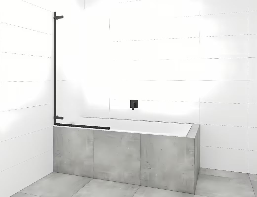 Pantová vanová zástěna SAT Tgd New 150x80 cm s čirým sklem a černým matným profilem