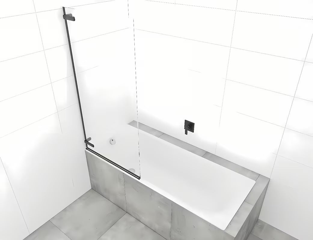 Pantová vanová zástěna SAT Tgd New 150x80 cm s čirým sklem a černým matným profilem