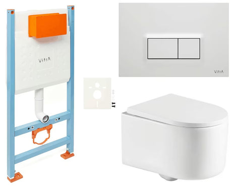 Závěsný WC set SAT Tornado s vírovým splachováním, modulem V-Fix a bílým lesklým ovládacím tlačítkem