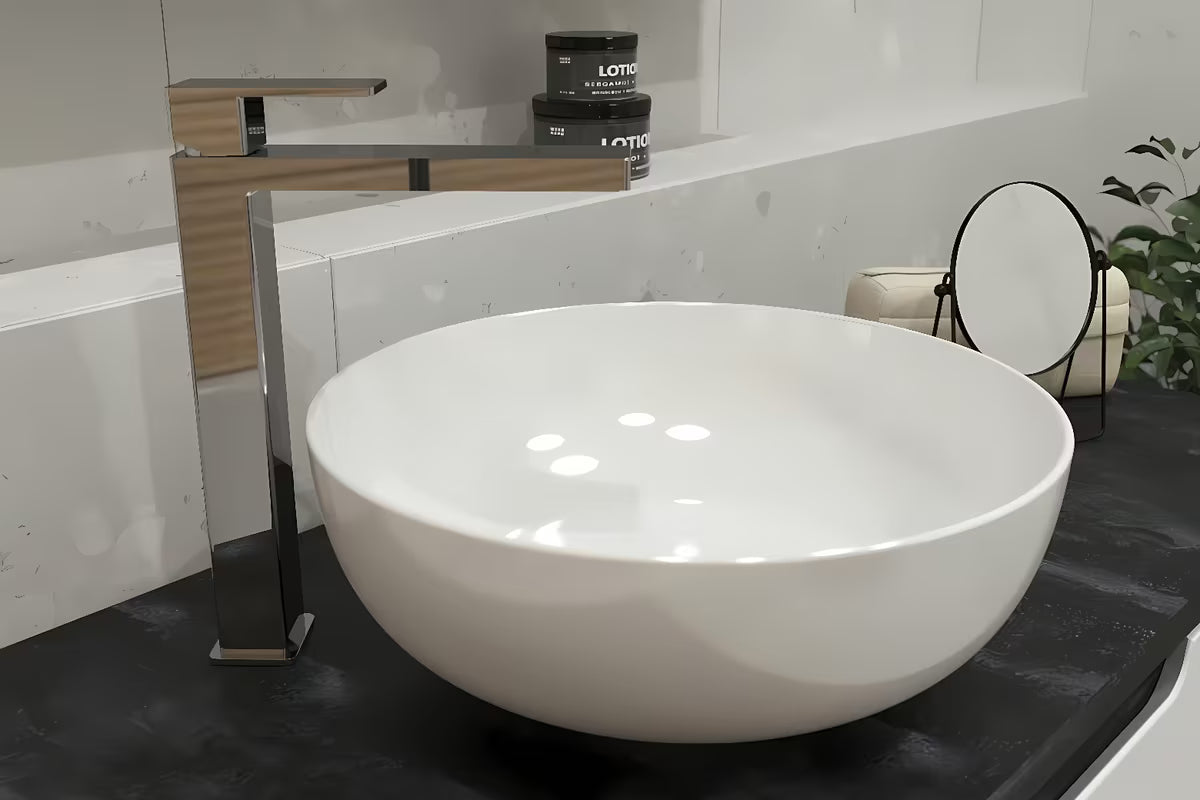 Vysoká umyvadlová baterie SAT Vision v lesklém chromu bez výpusti s hranatým moderním designem