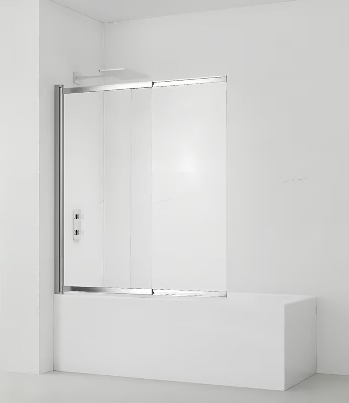 Vanová zástěna SAT Vision 140x120 cm s chromovým profilem a čirým sklem pro sprchování ve vaně.