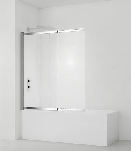Vanová zástěna SAT Vision 140x120 cm s chromovým profilem a čirým sklem pro sprchování ve vaně.