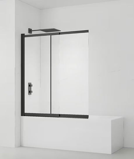 Posuvná vanová zástěna SAT Vision 140x120 cm s černým profilem a čirým sklem