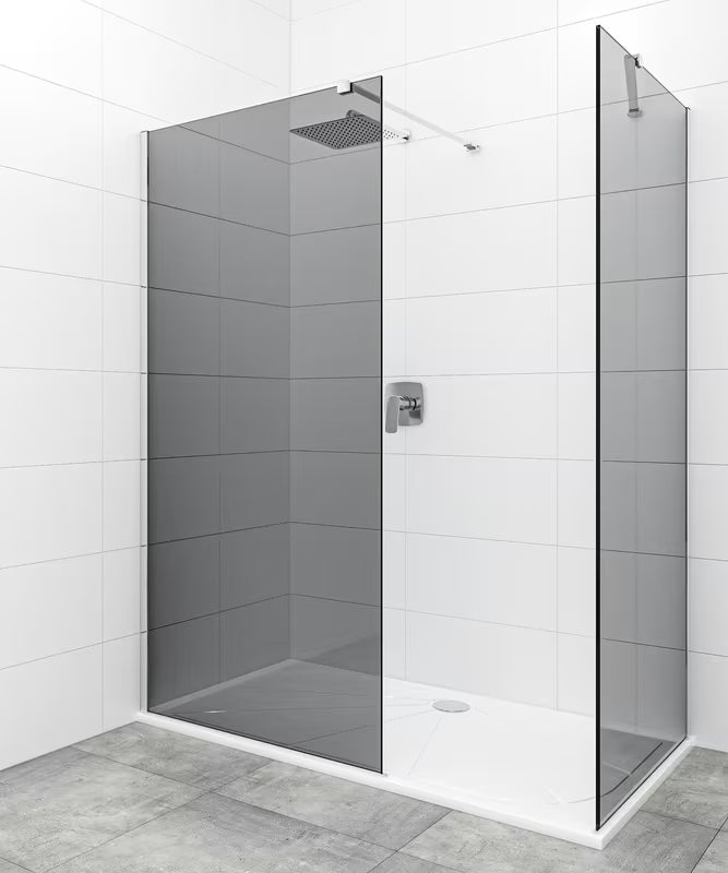SAT Walk-in tuš stena Walk-In 100x90 cm v sijajnem kromu z neprosojnim dimljenim steklom