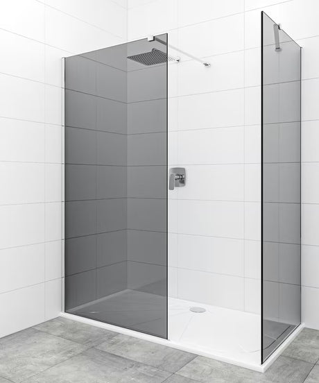 SAT Walk-in sprchová zástěna Walk-In 100x90 cm v lesklém chromu s neprůhledným sklem s kouřovým efektem