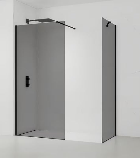 SAT Walk-in sprchová zástěna Walk-In 100x90 cm v černé barvě s kouřovým neprůhledným sklem