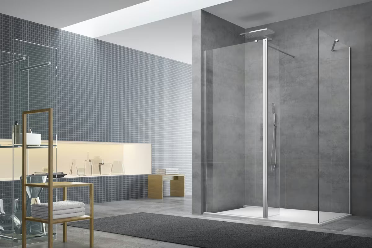 SAT Walk-in tuš stijena Walk-In 100x90 cm u sjajnom kromu s prozirnim staklom bez dekora