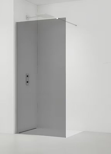 Sprchová zástěna Walk-In SAT Walk-in 100 cm s kouřovým neprůhledným sklem a profily v lesklém chromu.