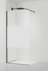 Černá walk-in sprchová zástěna SAT Walk-in 100 cm s čirým sklem a intimním pásem