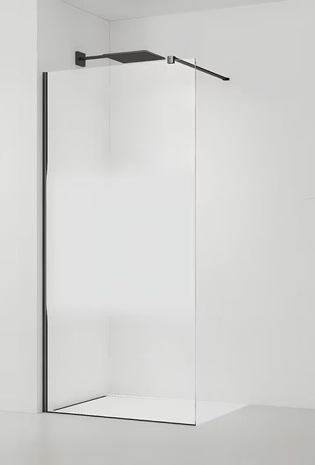 Černá walk-in sprchová zástěna SAT Walk-in 100 cm s čirým sklem a intimním pásem