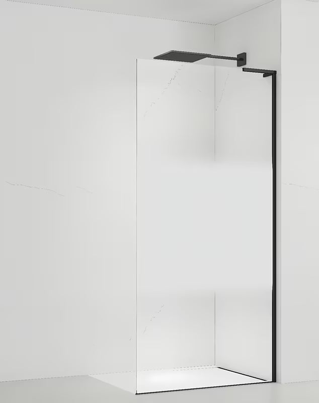 Černá walk-in sprchová zástěna SAT Walk-in 100 cm s čirým sklem, intimním pásem a úpravou EasyClean