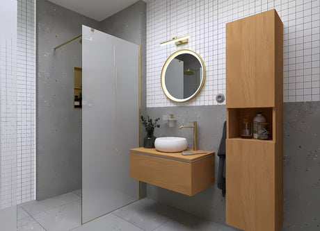 Walk-in sprchová zástěna SAT Walk-in 100 cm v mosazném provedení s bezpečnostním sklem a úpravou EasyClean.