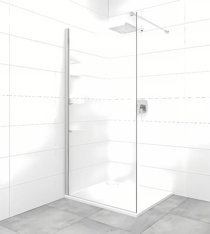 Walk-in sprchová zástěna SAT Walk-in 100 cm s čirým sklem a chromovým zavětrováním