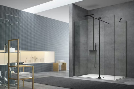 SAT Walk-in sprchová zástěna Walk-In 110x90 cm v černé barvě s čirým sklem bez dekoru