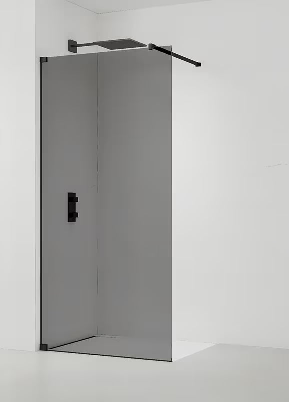 SAT Walk-in sprchová zástěna Walk-In 110 cm v černé barvě s neprůhledným sklem a kouřovým efektem