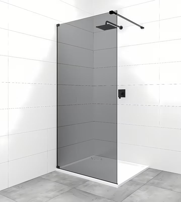 SAT Walk-in sprchová zástěna Walk-In 110 cm v černé barvě s neprůhledným sklem a kouřovým efektem