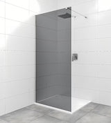Walk-in sprchová zástěna SAT Walk-in 110x200 cm s neprůhledným kouřovým sklem a profily v lesklém chromu.