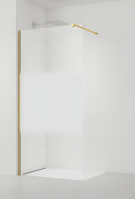 SAT Walk-in sprchová zástěna Walk-In 110 cm ve zlaté lesklé barvě s čirým sklem a intimním pásem