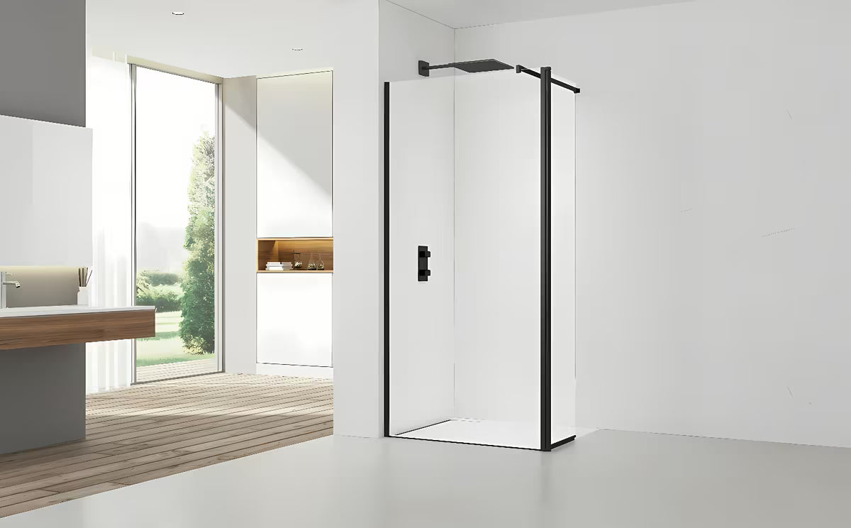 SAT Walk-in sprchová zástěna Walk-In 110 cm v černé barvě s čirým sklem bez dekoru