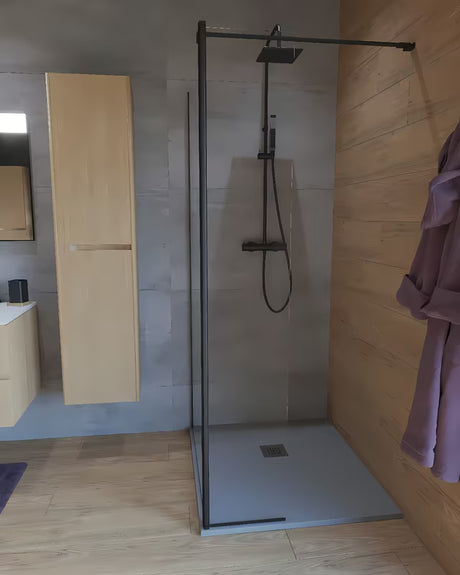 SAT Walk-in sprchová zástěna Walk-In 110 cm v černé barvě s čirým sklem bez dekoru