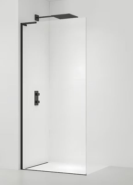 Walk-in sprchová zástěna SAT Walk-in 110 cm v černé matné barvě s čirým sklem