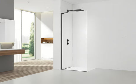 Walk-in sprchová zástěna SAT Walk-in 110 cm v černé matné barvě s čirým sklem