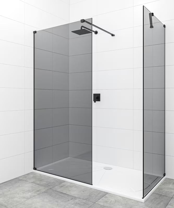 SAT Walk-in sprchová zástěna Walk-In 120x90 cm v černé barvě s neprůhledným sklem a kouřovým efektem