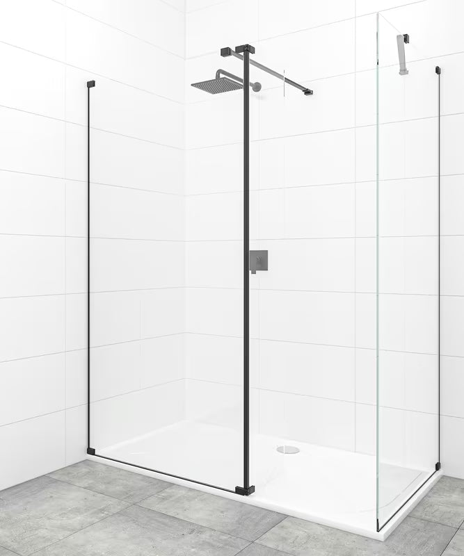 SAT Walk-in sprchová zástěna Walk-In 120x90 cm v černé barvě s čirým sklem a úpravou Easy Clean