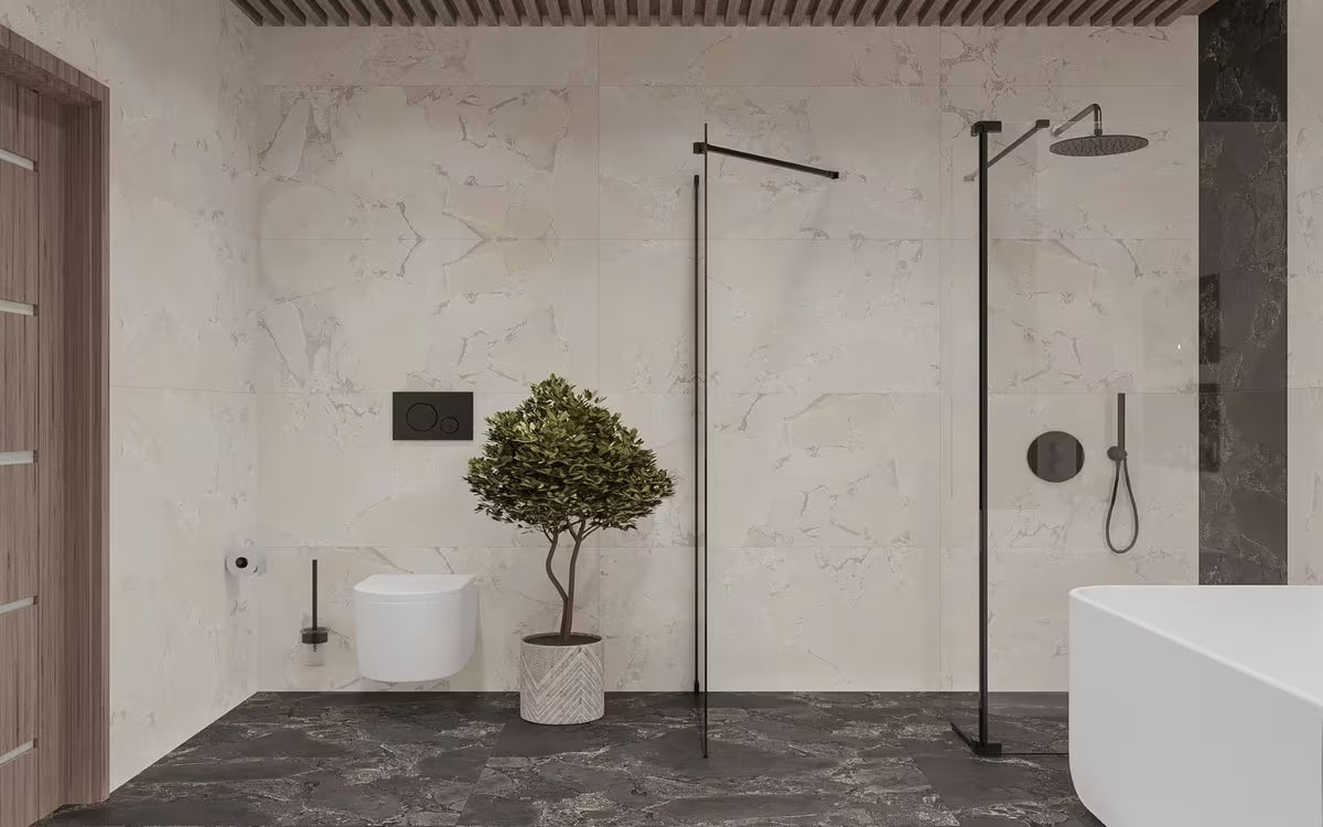 SAT Walk-in sprchová zástěna Walk-In 120x90 cm v černé barvě s čirým sklem a úpravou Easy Clean