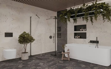 SAT Walk-in sprchová zástěna Walk-In 120x90 cm v černé barvě s čirým sklem a úpravou Easy Clean