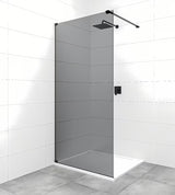 SAT Walk-in tuš stena Walk-In 120 cm v črni izvedbi z neprosojnim dimljenim steklom.