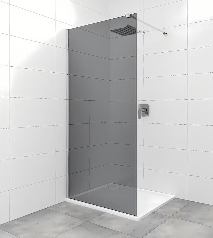 SAT Walk-in sprchová zástěna Walk-In 120 cm z neprůhledného kouřového skla s profily v lesklém chromu.