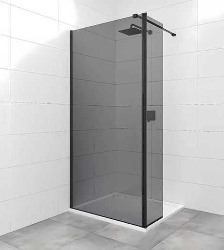 SAT Walk-in sprchová zástěna Walk-In 120 cm v černé barvě s neprůhledným sklem a kouřovým efektem